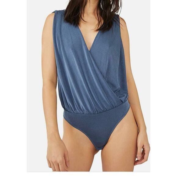 Free People Night Owl Bodysuit Blue Metal size M - Picture 8 of 8